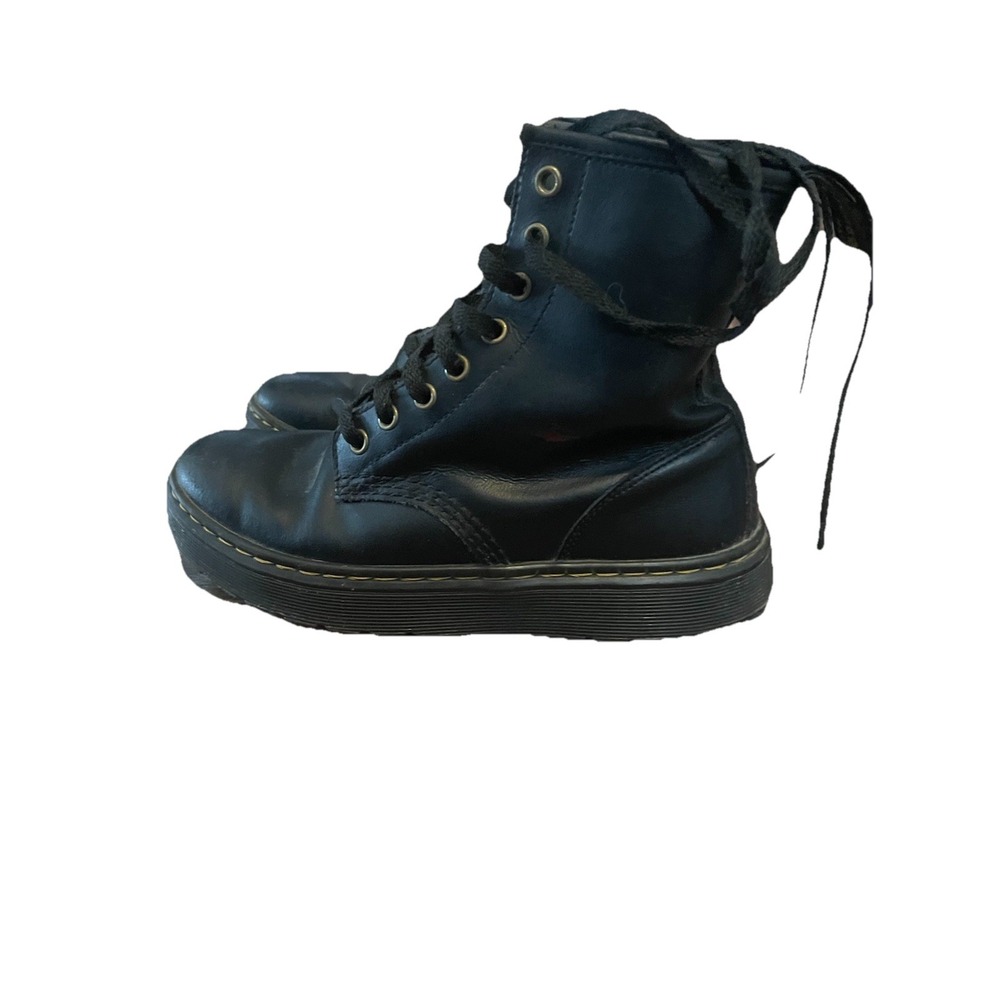 Dr. Martens Zavala Womens Combat Boots Black Leather Lace Up Rubber Sole W7 M6 - Picture 2 of 5